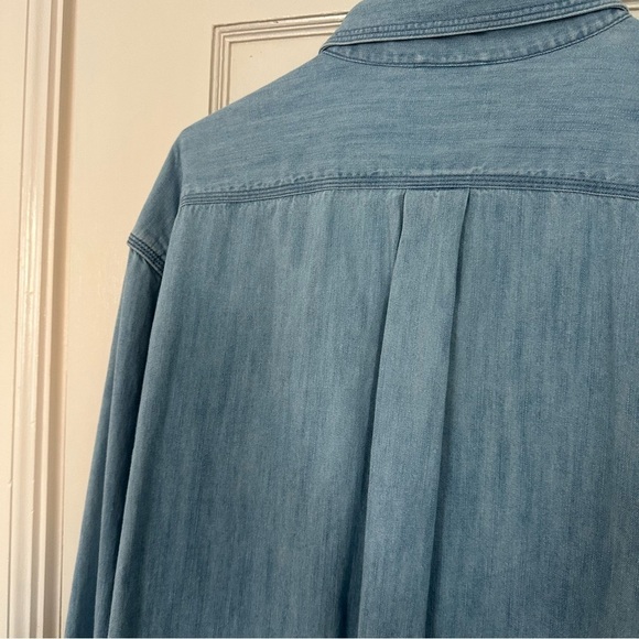 Solaris Shirt Denim Button Down Blue Workwear Cotton Front Pocket Size 2XB - Picture 8 of 13